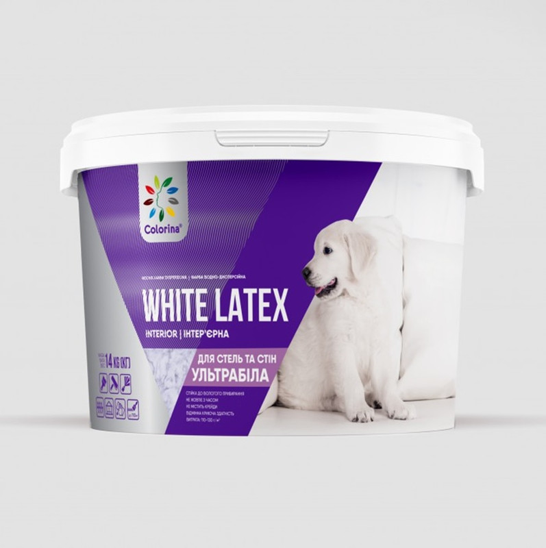 Фарба водоемульсійна COLORINA, білий мат, 14кг